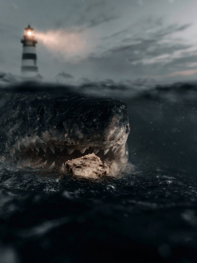 Shark at Lighthouse — Photography Print. poster detail