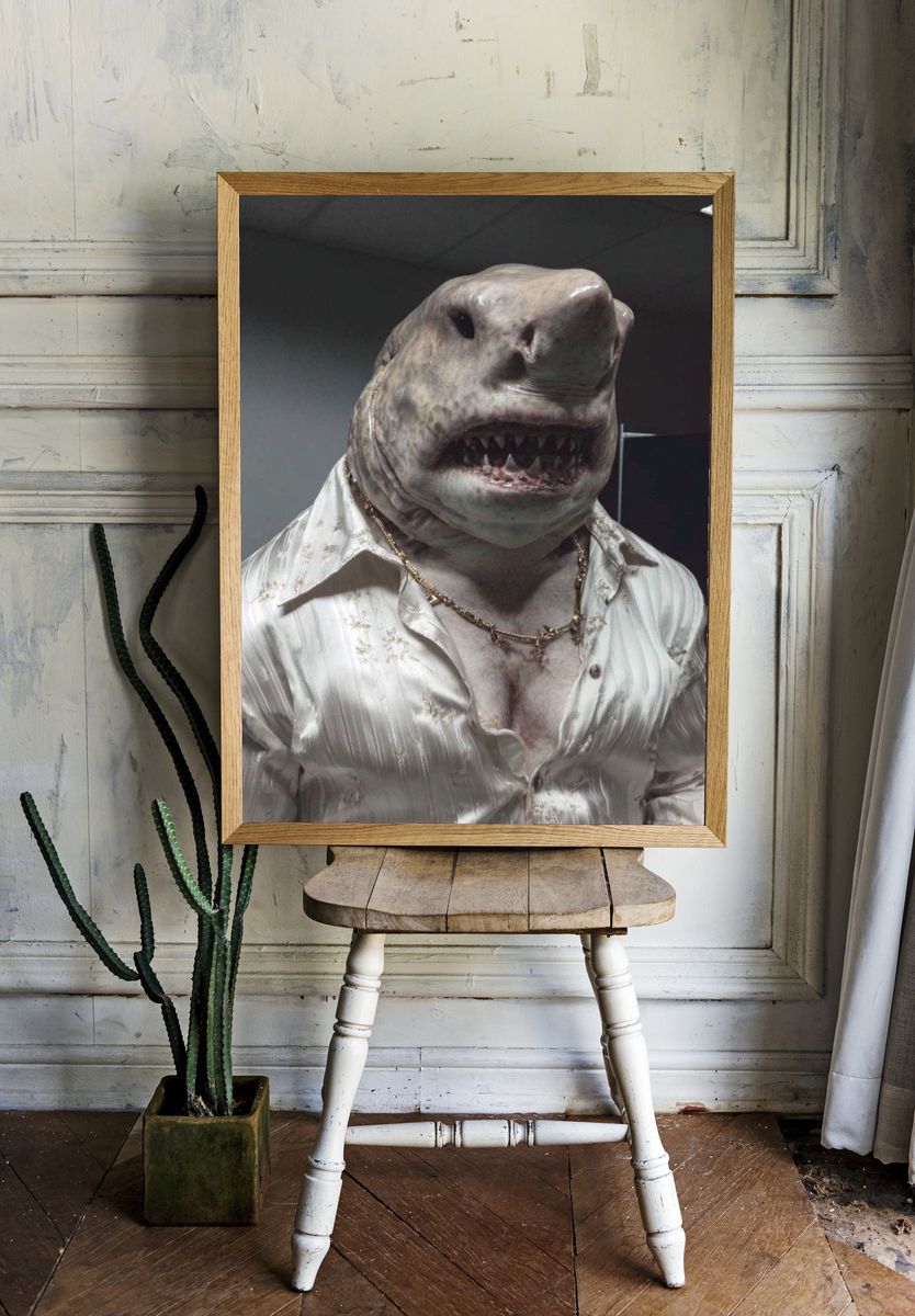 Shark Man — Funny Print. room preview