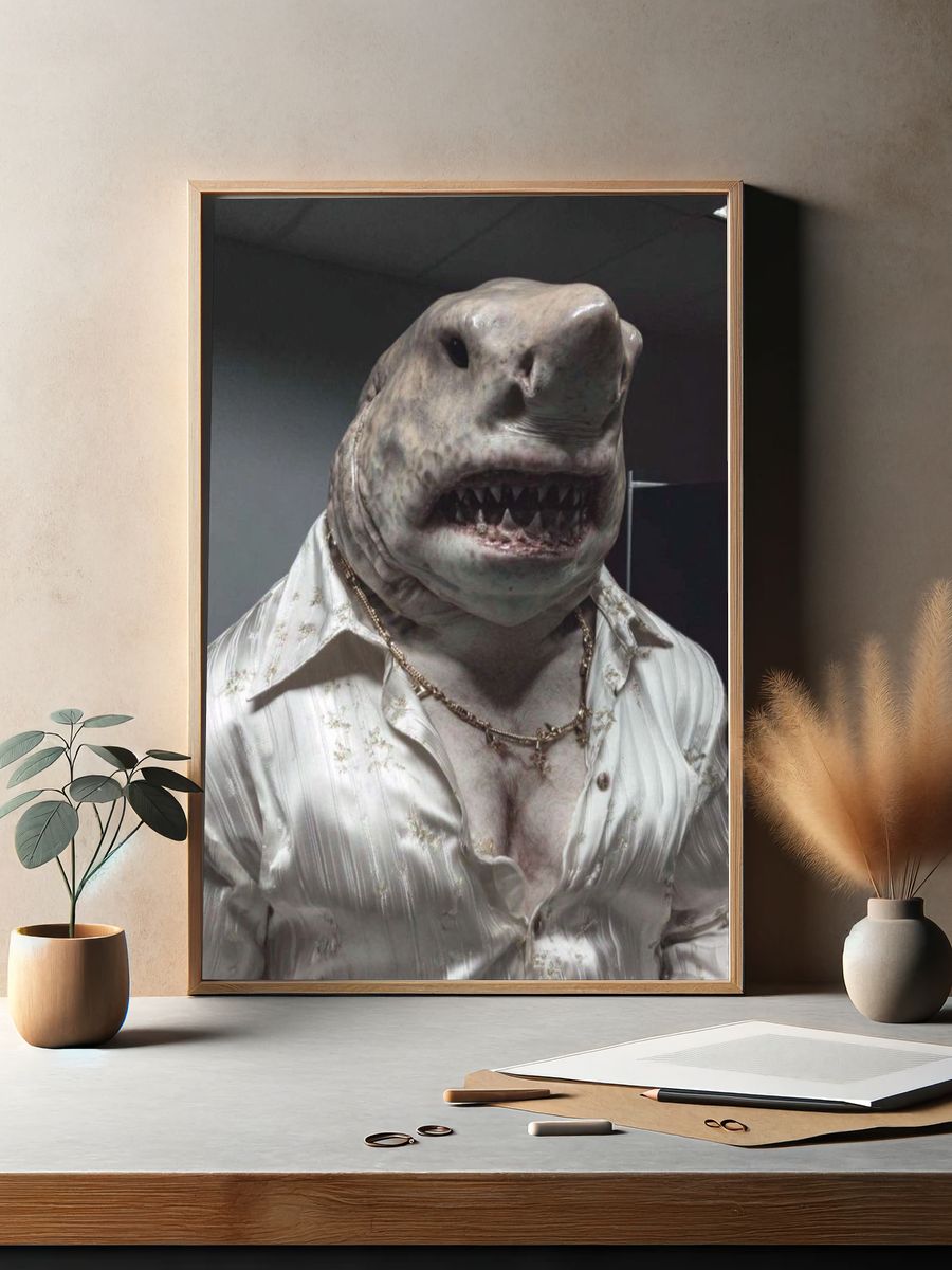 Shark Man — Funny Print. — room view 2