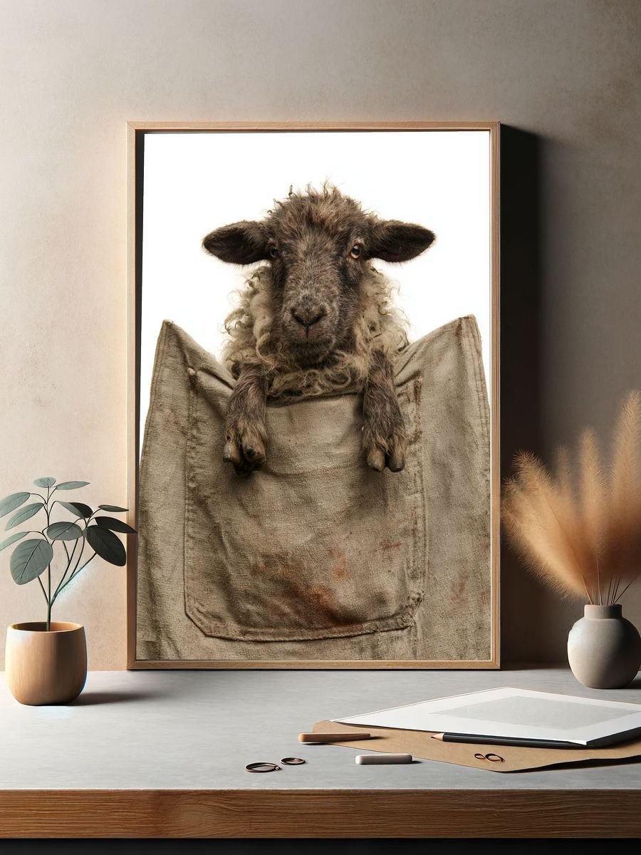 Sheep Portrait Photography Poster. — room view 2