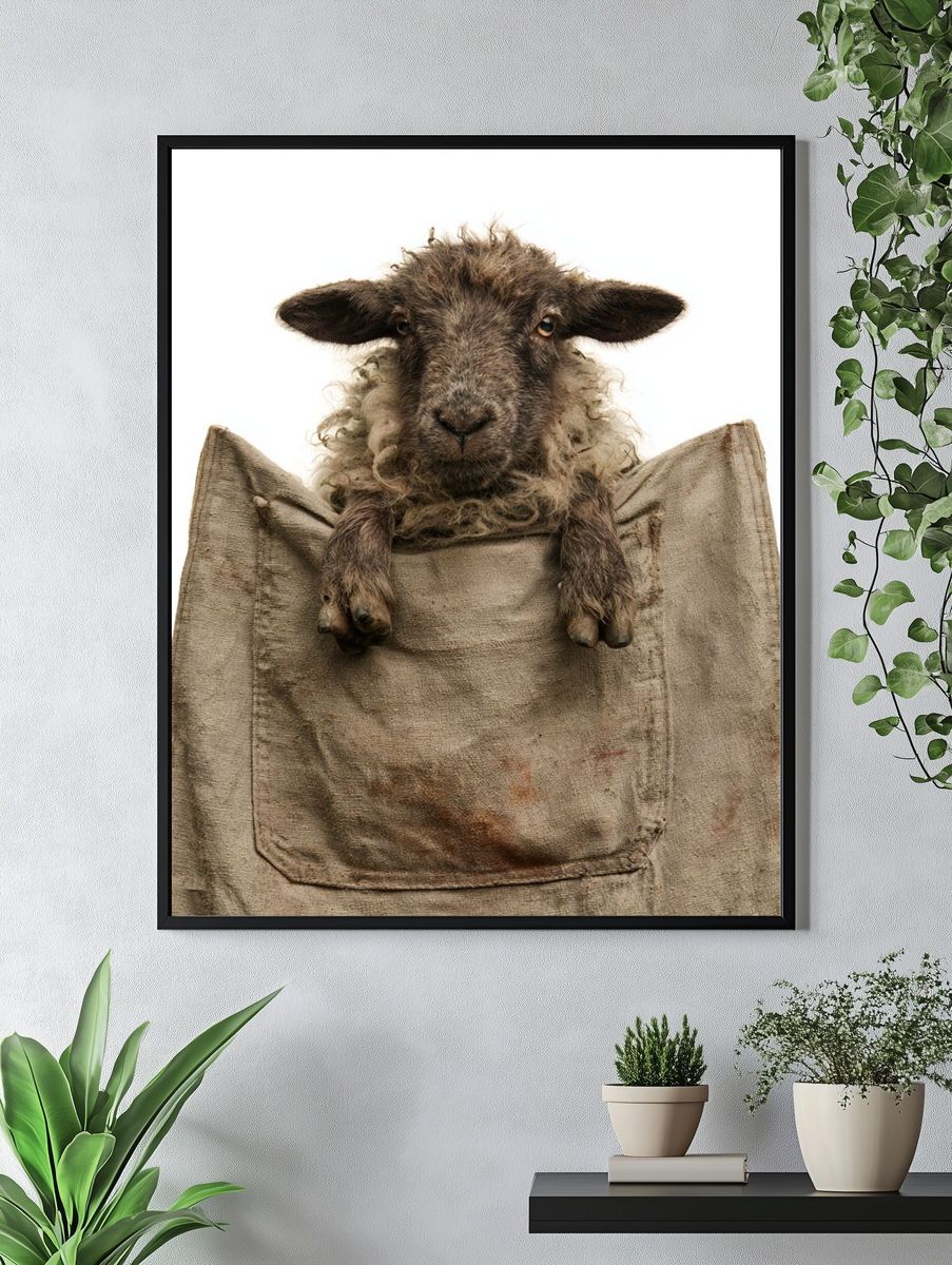 Sheep Portrait Photography Poster. — room view 4