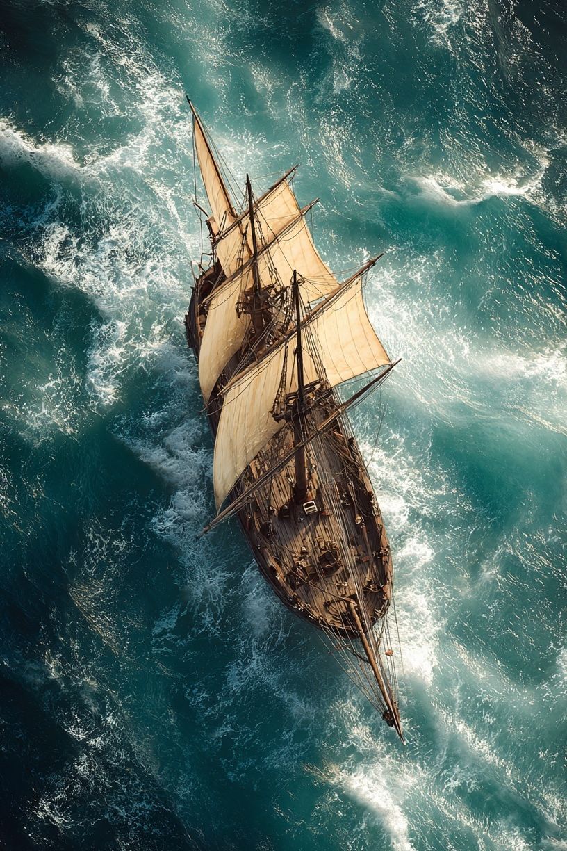 Sailing Ship at Sea Photography Poster. poster detail