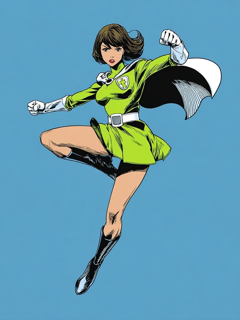 Superhero in Action — Comic Art Print. poster detail