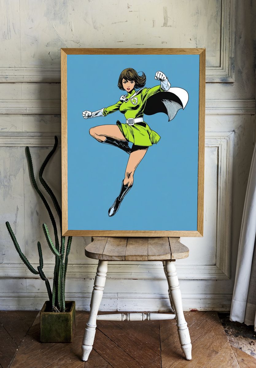 Superhero in Action — Comic Art Print room preview