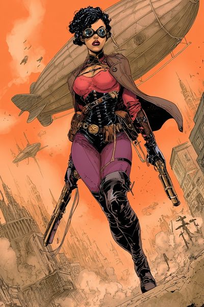 Steampunk Heroine — Illustration Print. poster print