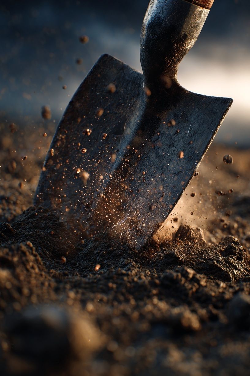 Shovel in Soil — Photography Print. poster detail
