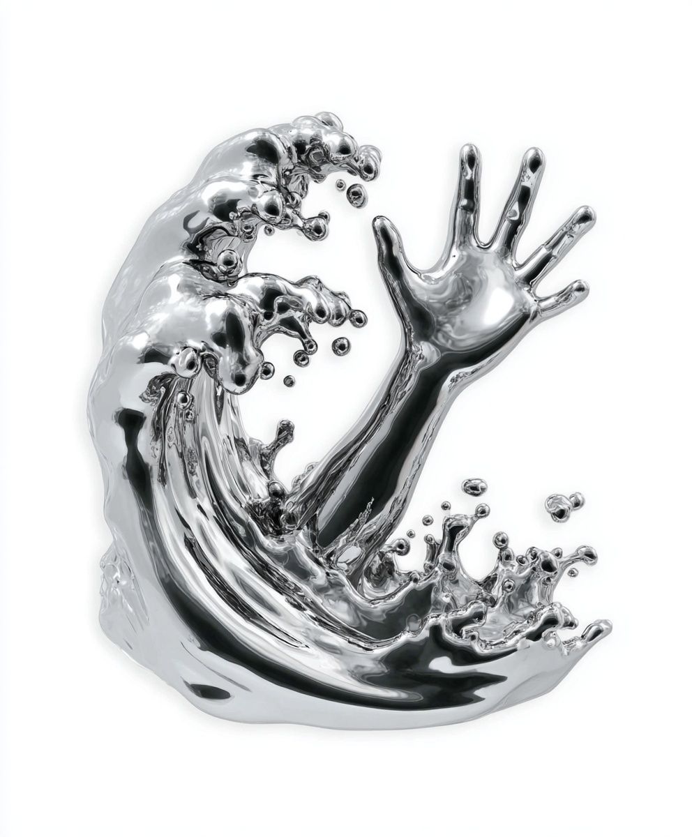 Silver Wave Hand Sculpture Poster. poster — fine-art art