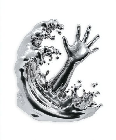 Silver Wave Hand Sculpture Poster.
