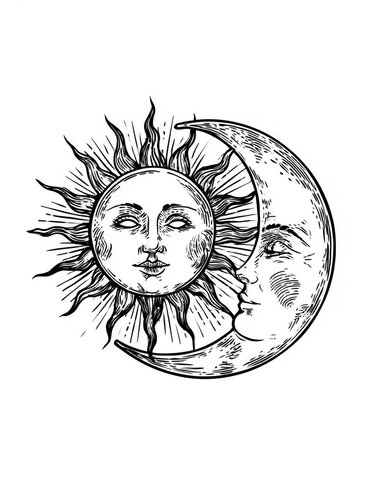 Sun and Moon Celestial Illustration Poster. poster — illustration art