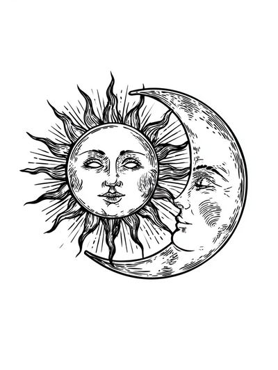 Sun and Moon Celestial Illustration Poster. poster