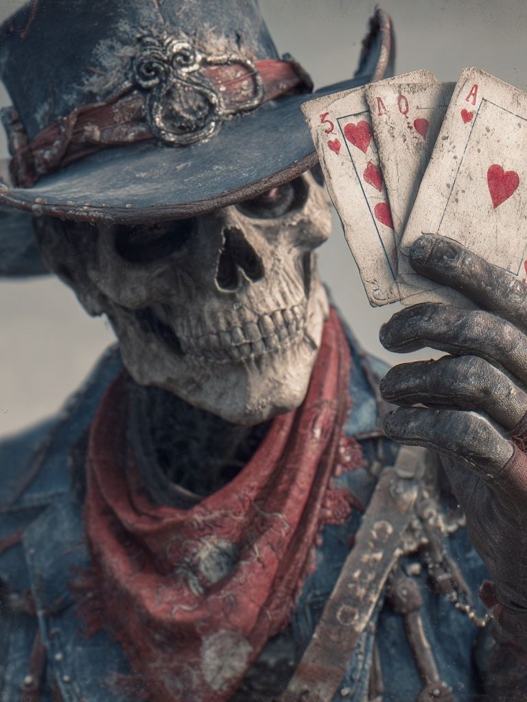 Skeleton Cowboy Playing Cards — Art Print. poster detail
