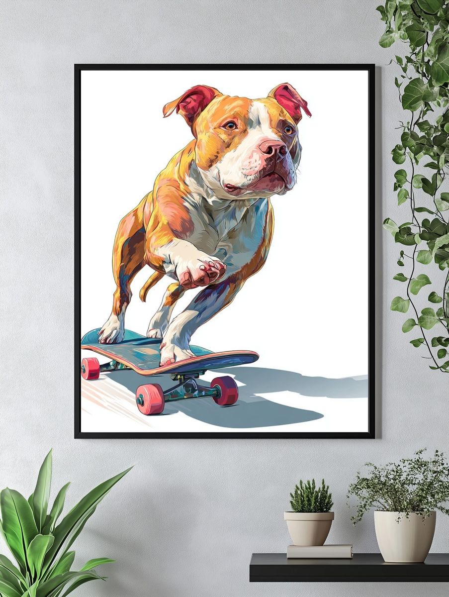 Skateboarding Dog — Illustration Print. — room view 4
