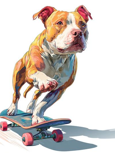 Skateboarding Dog — Illustration Print. poster