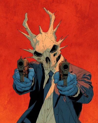 Skull Masked Gunman — Illustration Print. poster