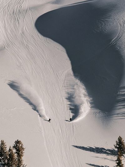 Powder Skiing Aerial Photography Poster.