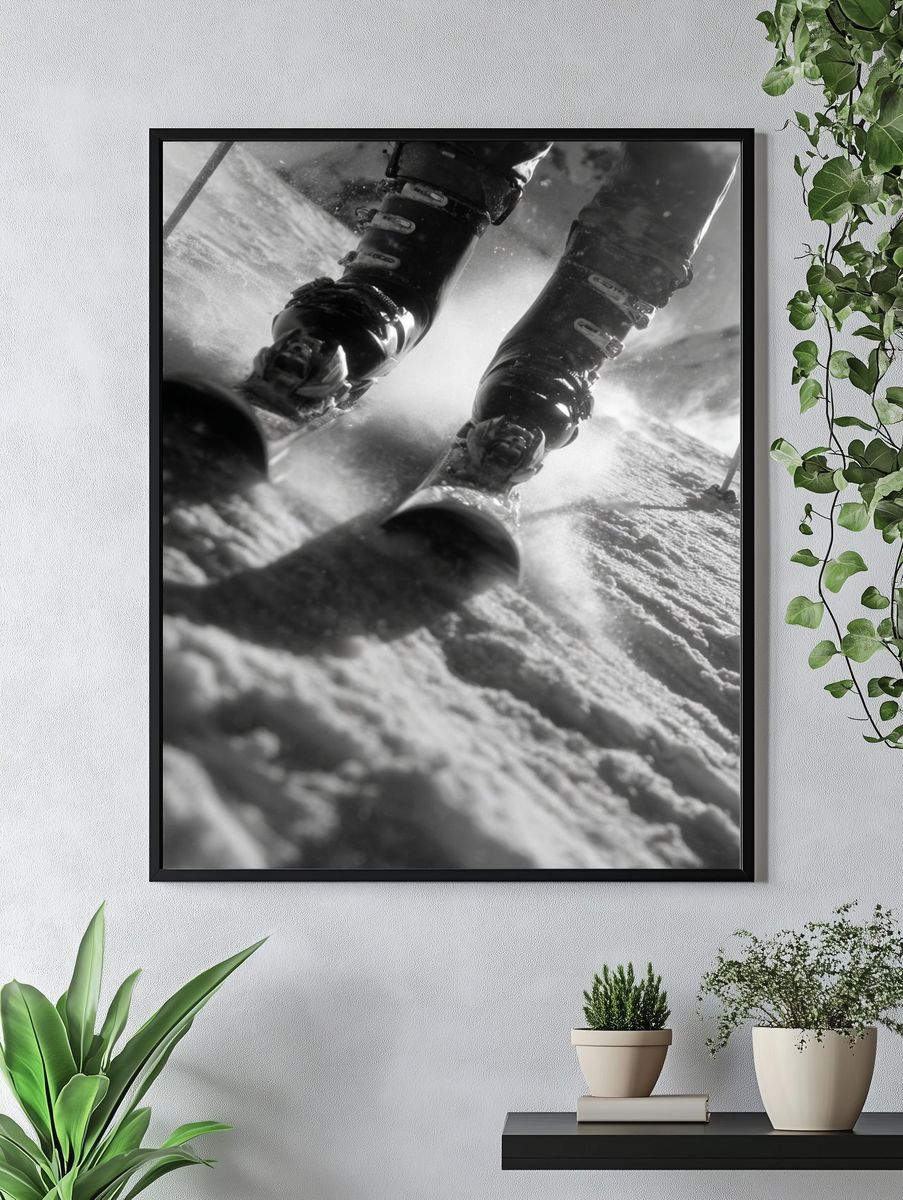 Skiing Adventure — Black and White Print. — room view 4
