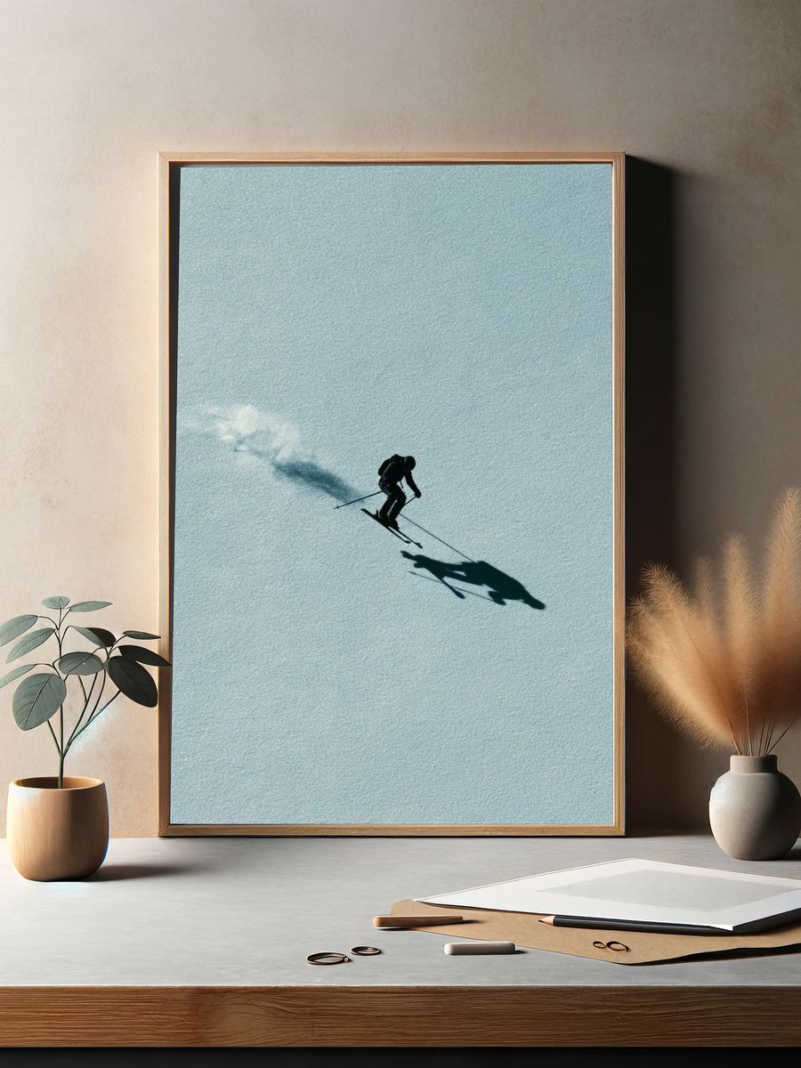 Skier on Snowfield Photography Poster. — room view 2