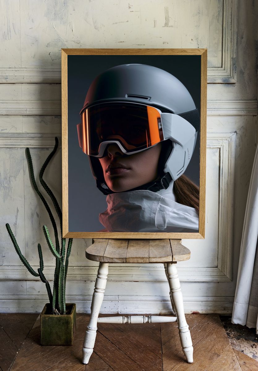 Ski Helmet Portrait Poster. — room view 1