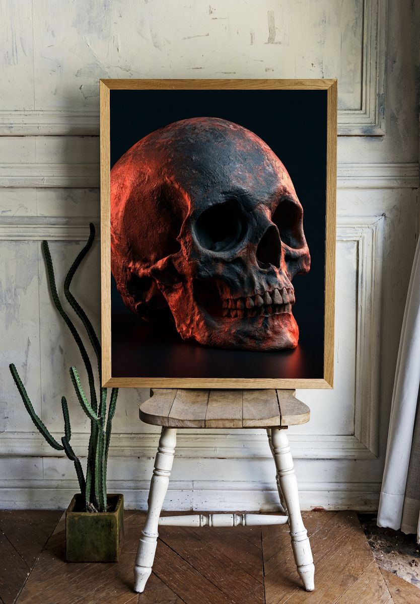 Red Skull Dark Art Poster. — room view 1