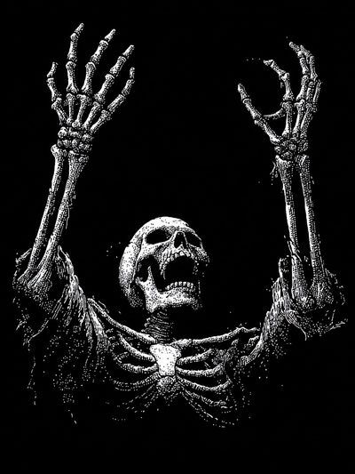 Raising Skeleton — Black-White Print. poster