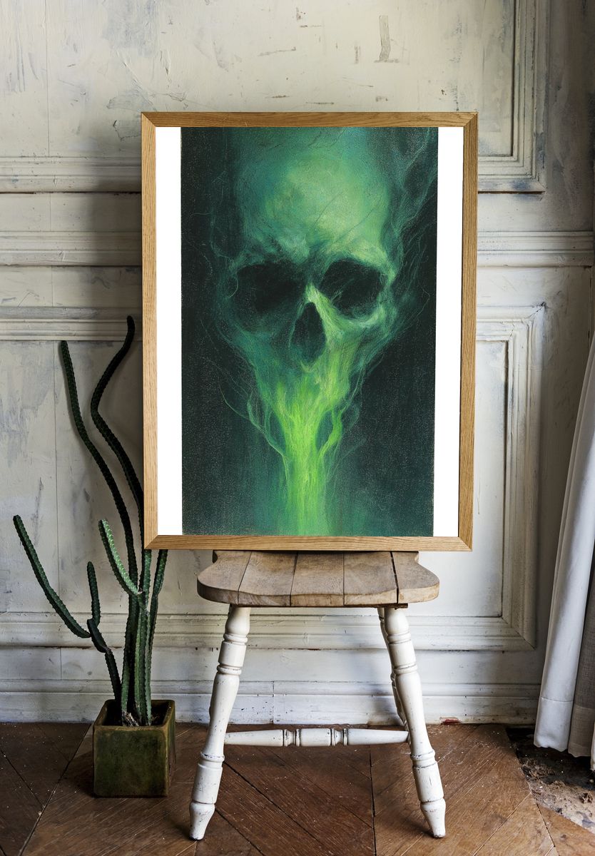Eerie Skull — Surrealism Print. room preview