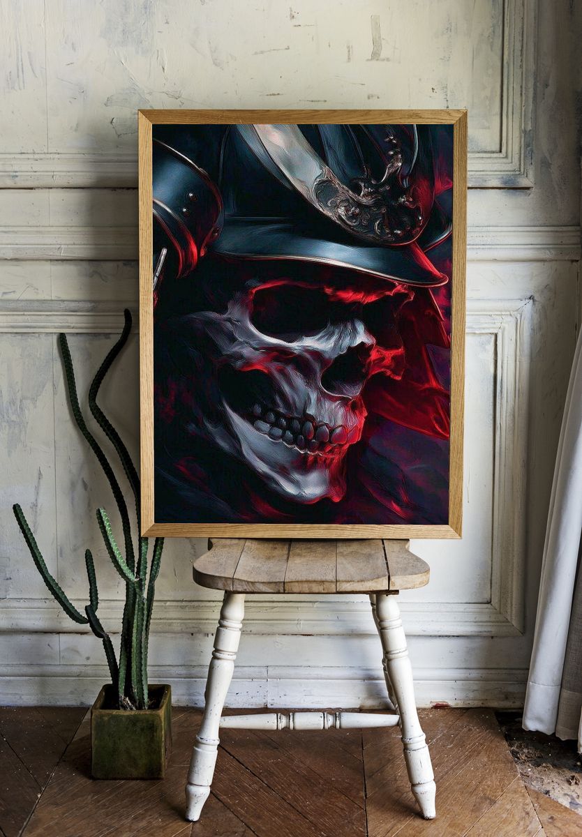 Samurai Skull — Digital Art Print. room preview