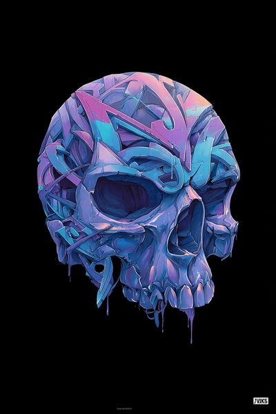 Colorful Skull — Digital Art Print. poster print