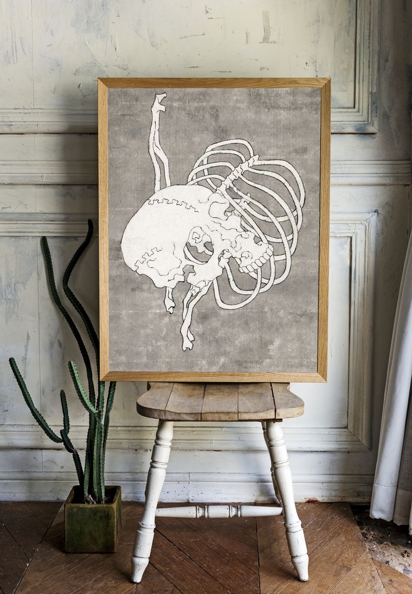 Anatomical Skull and Ribs — Minimalist Print room preview