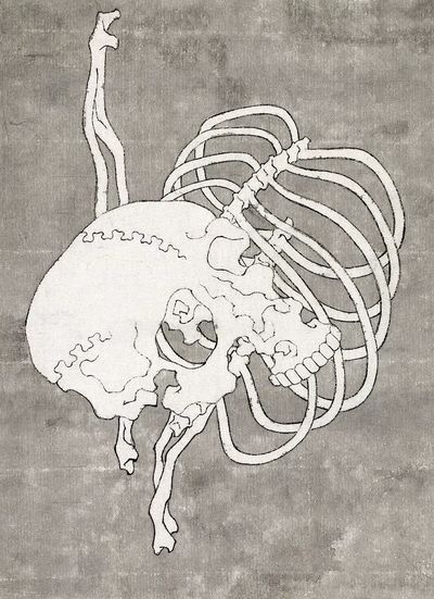 Anatomical Skull and Ribs — Minimalist Print. poster print