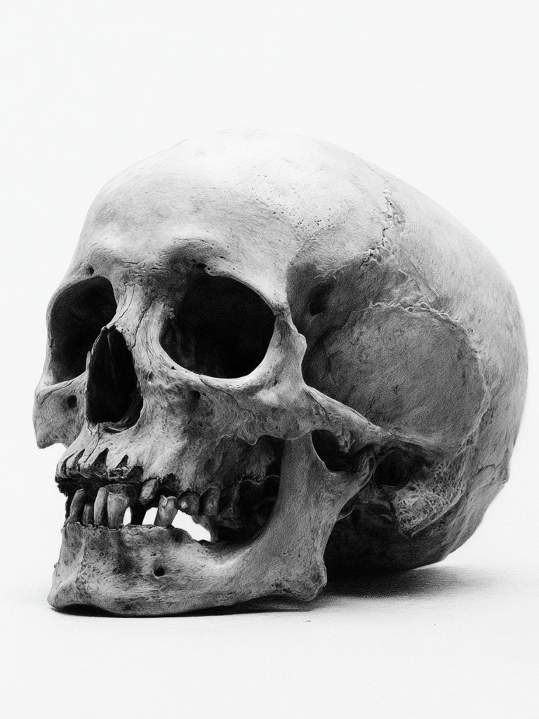 Human Skull Black-White Poster. poster — photography art