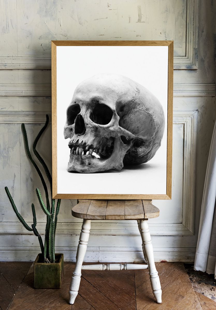 Human Skull Black-White Poster. room preview