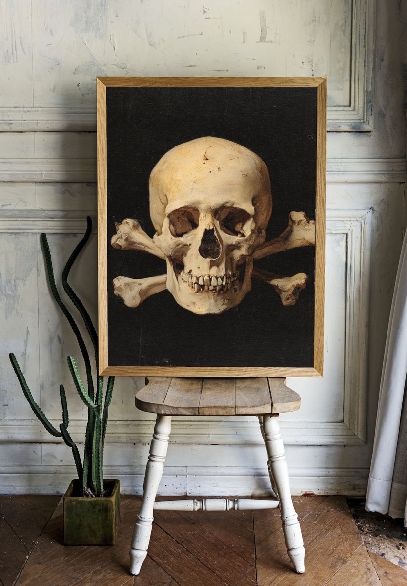 Skull and Crossbones Vintage Print room preview