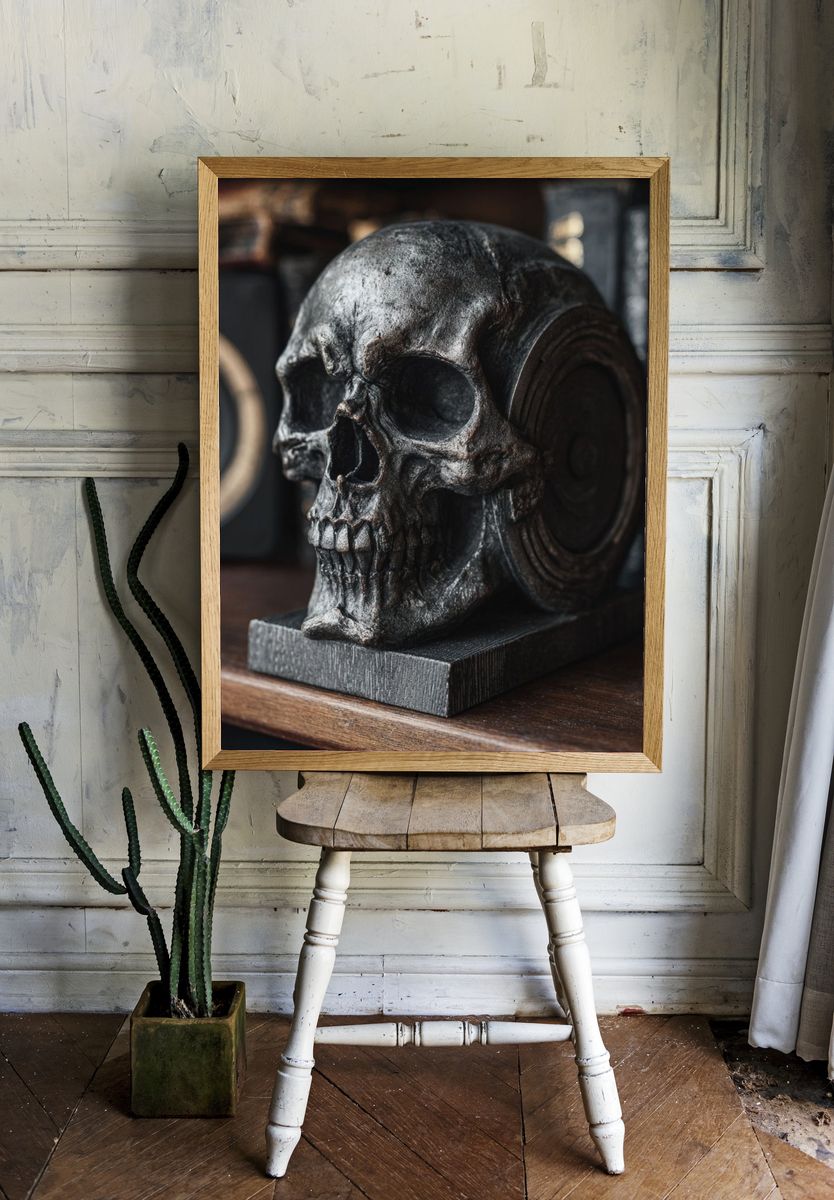 Dark Skull Still Life Poster. — room view 1