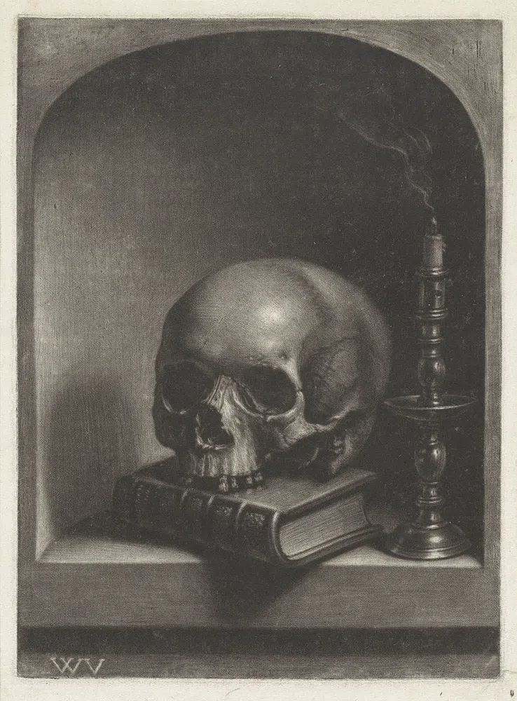 Vanitasstilleven in een nis (1658 - 1677). poster detail