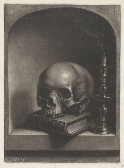 Vanitasstilleven in een nis (1658 - 1677). poster