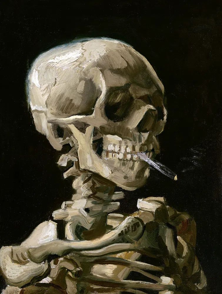 Smoking Skeleton — Fine Art Print. poster detail
