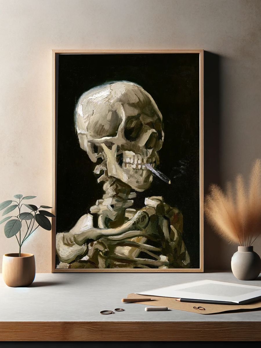 Smoking Skeleton — Fine Art Print. — room view 2