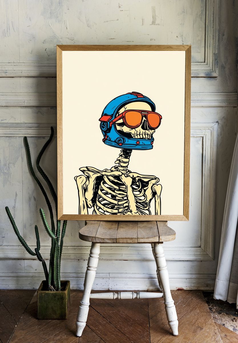 Cool Skeleton in Space Helmet — Illustration Print room preview