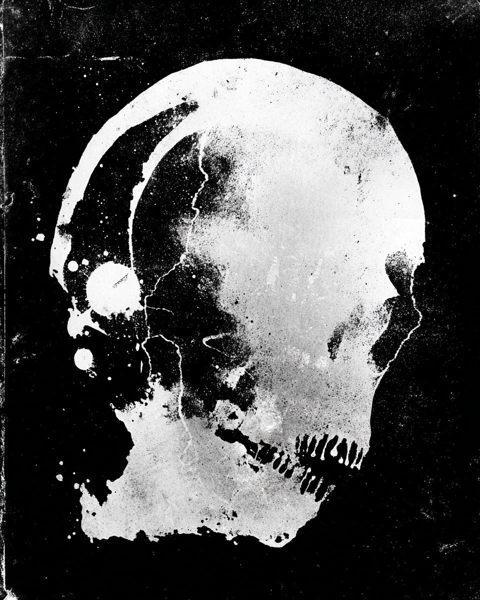 Skull Silhouette — Black-White Print. poster — fine-art art