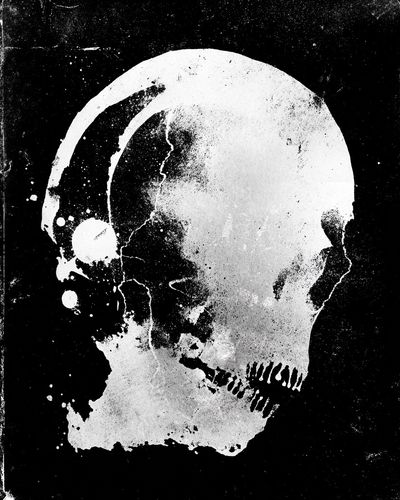 Skull Silhouette — Black-White Print. poster print