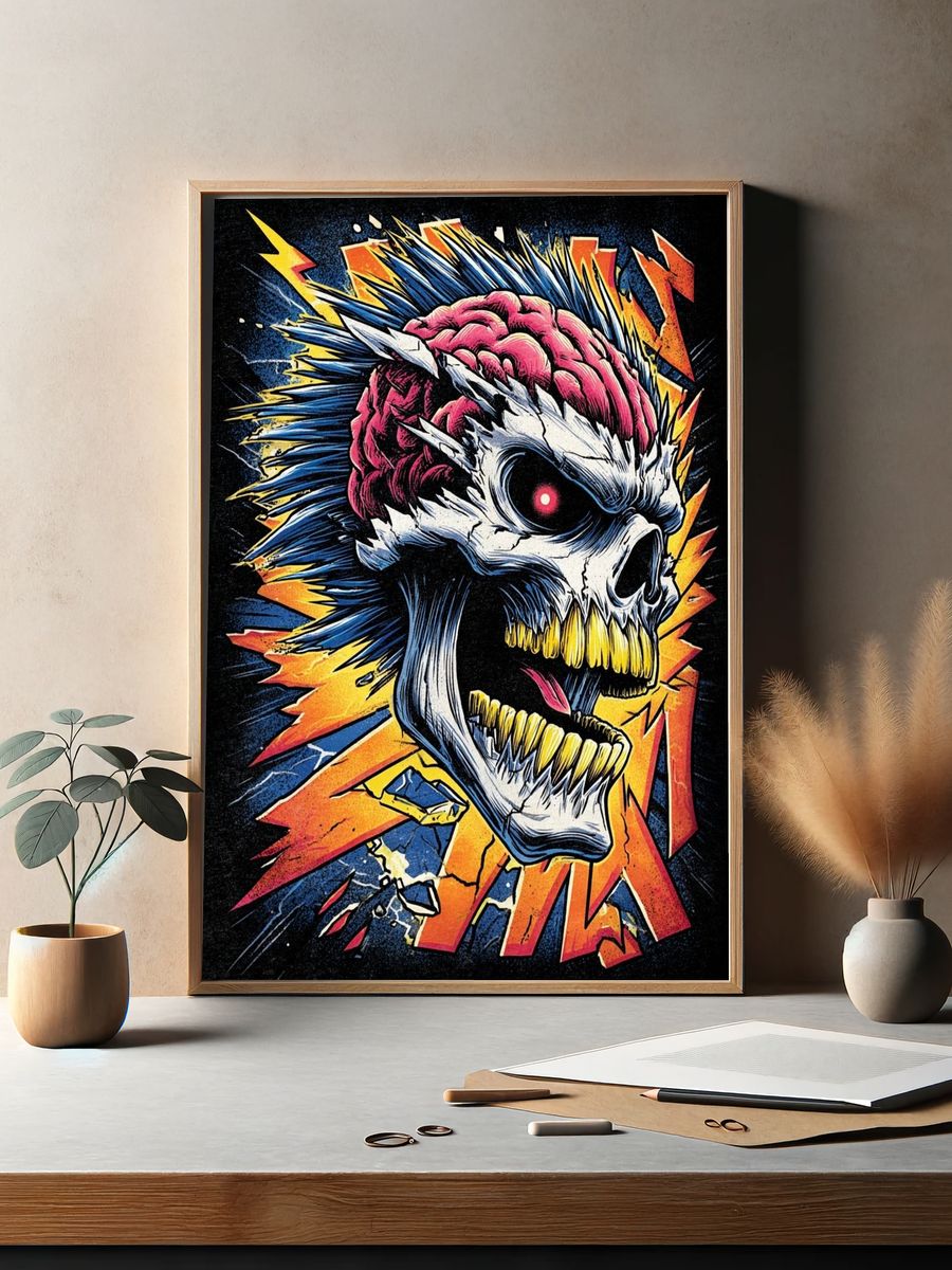 Skull with Brain — Graphic Print. — room view 2
