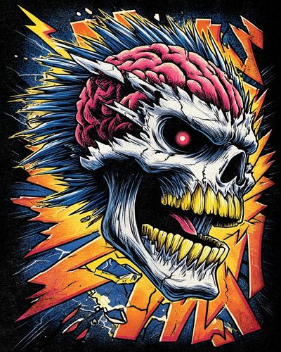 Skull with Brain — Graphic Print. poster print