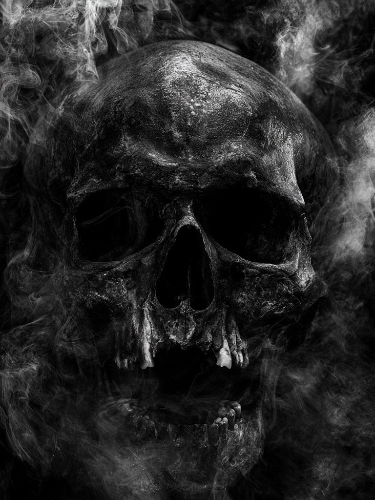 Smoky Skull Black-White Poster. poster detail