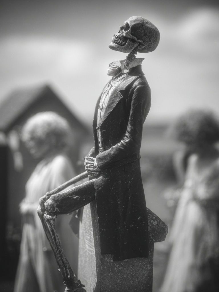 Skeleton Figure Black-White Print. poster detail