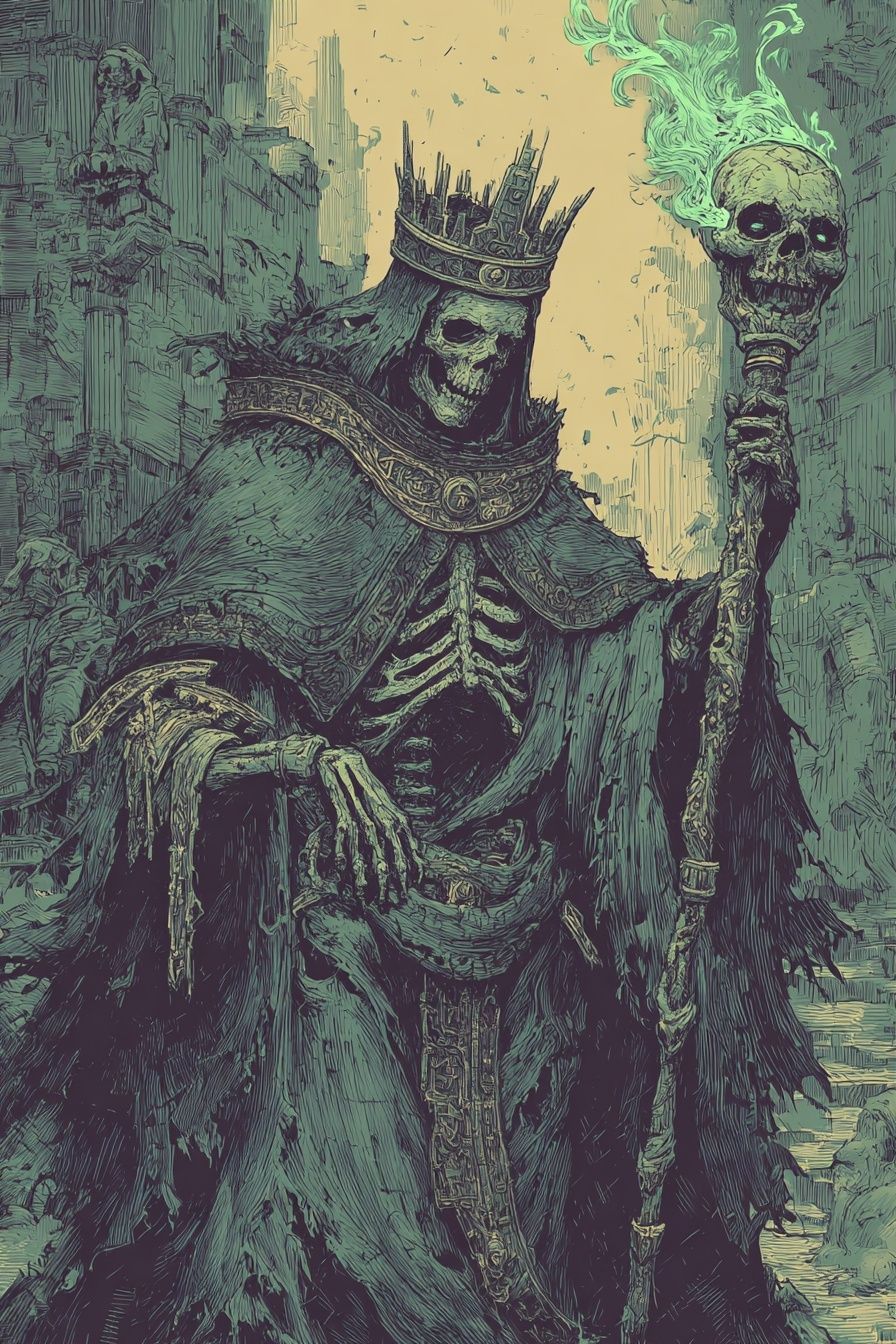 Skeletal King — Fantasy Art Print. poster detail