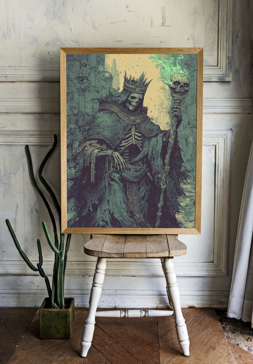 Skeletal King — Fantasy Art Print room preview
