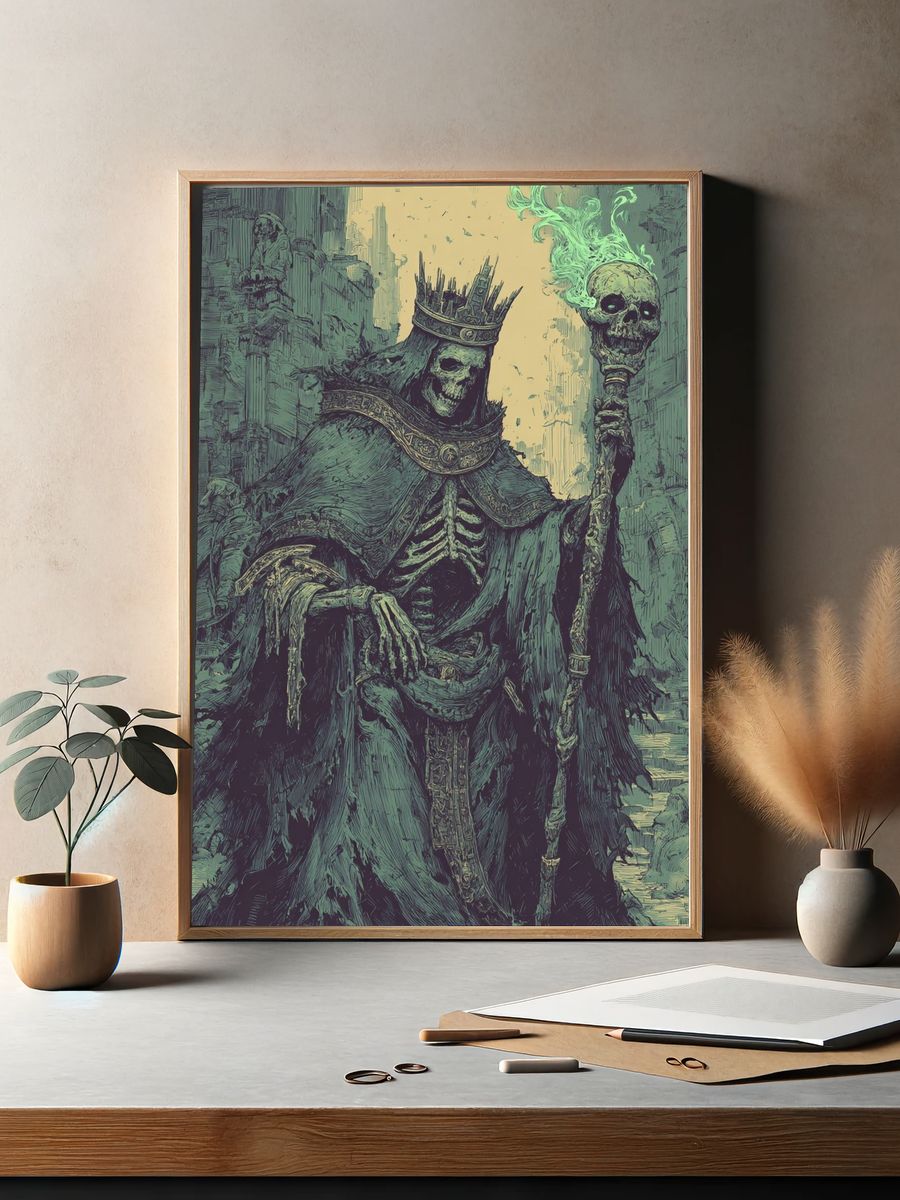 Skeletal King — Fantasy Art Print. — room view 2