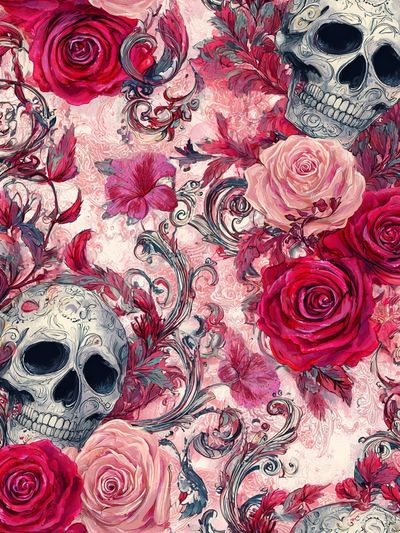 Skull and Roses — Gothic Art Print. poster