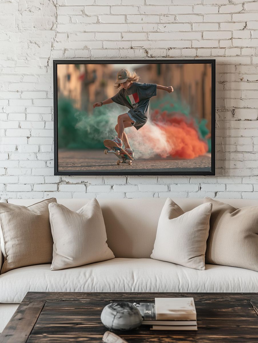Skateboarder in Motion Photography Poster. room preview