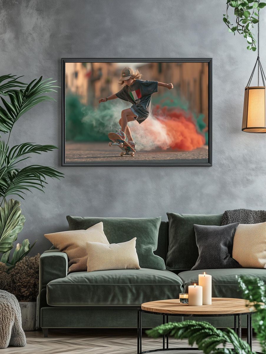 Skateboarder in Motion Photography Poster. — room view 4